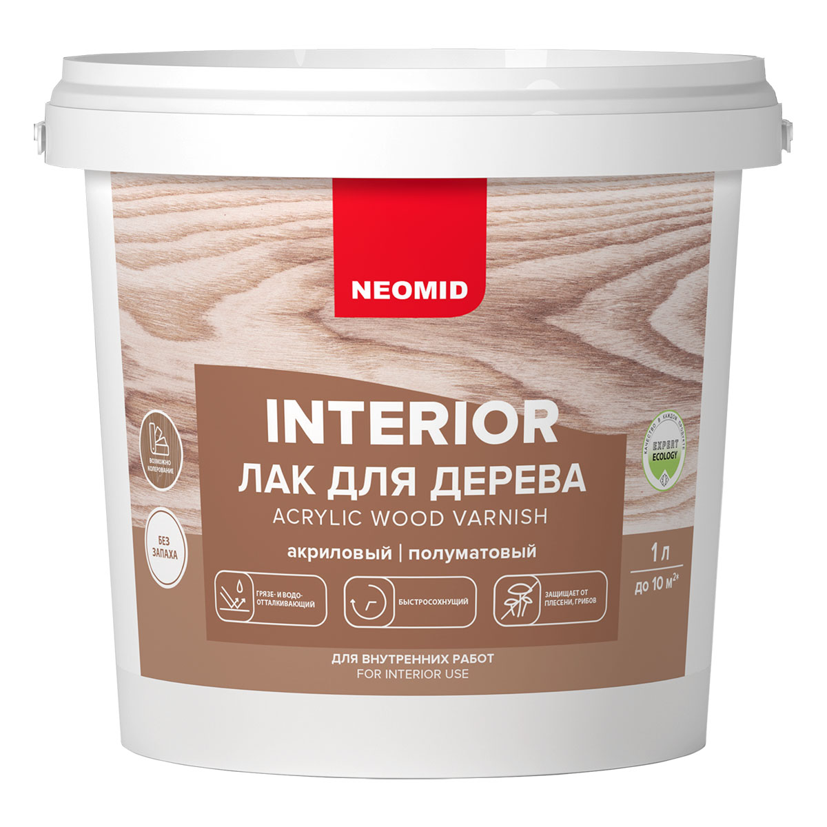 Лак neomid interior, акриловый для древесины, 5л