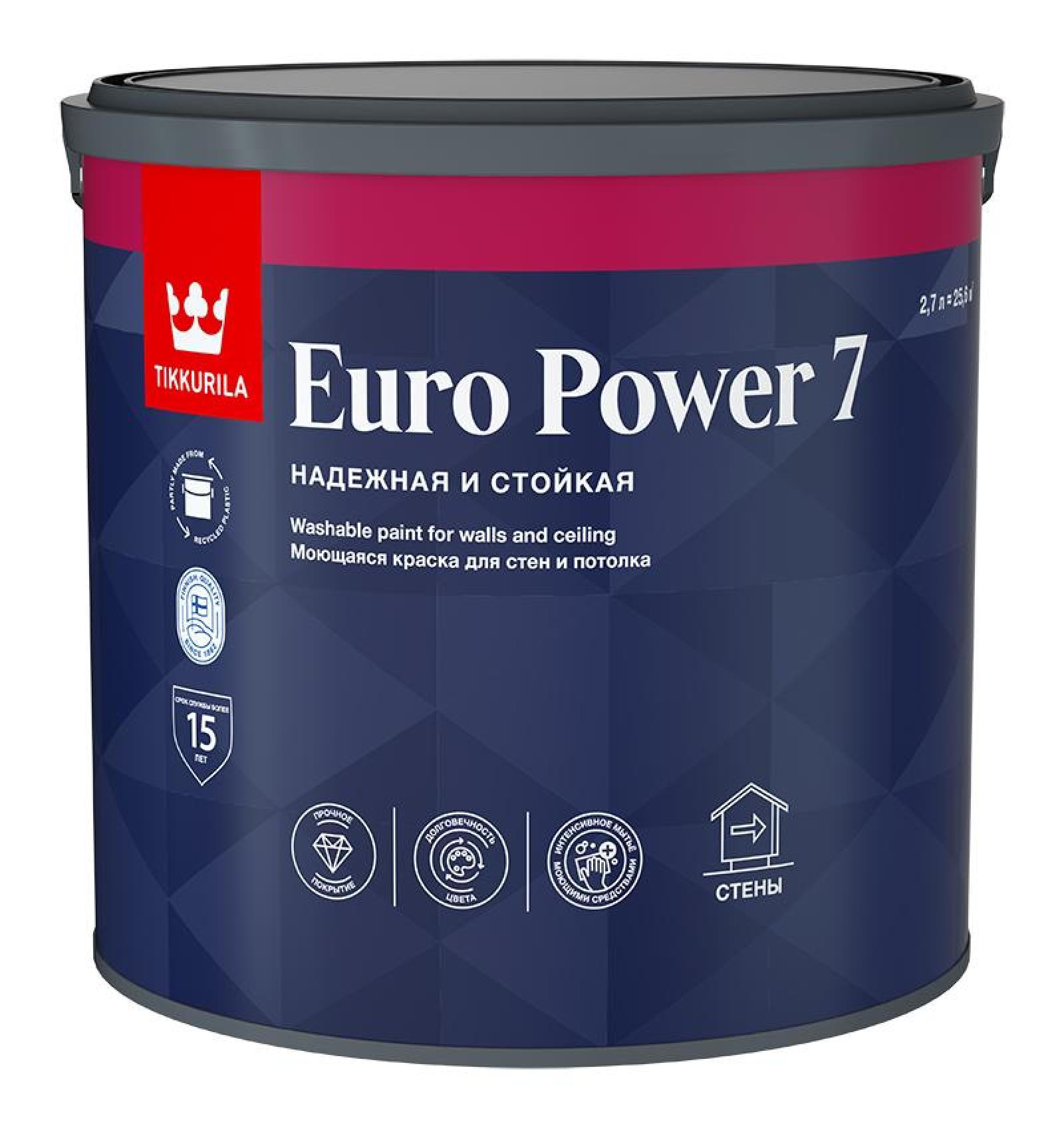 Tikkurila Euro Power 7 9 л Краска для стен и потолков