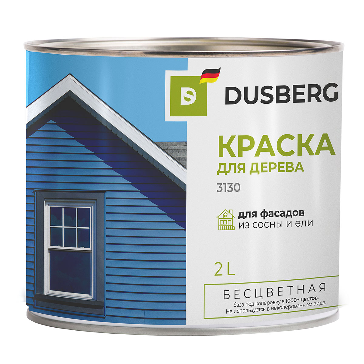 DUSBERG Краска для дерева для наружных работ с антисептиком, белый 3131  (0,75л) — купить в Москве по низкой цене