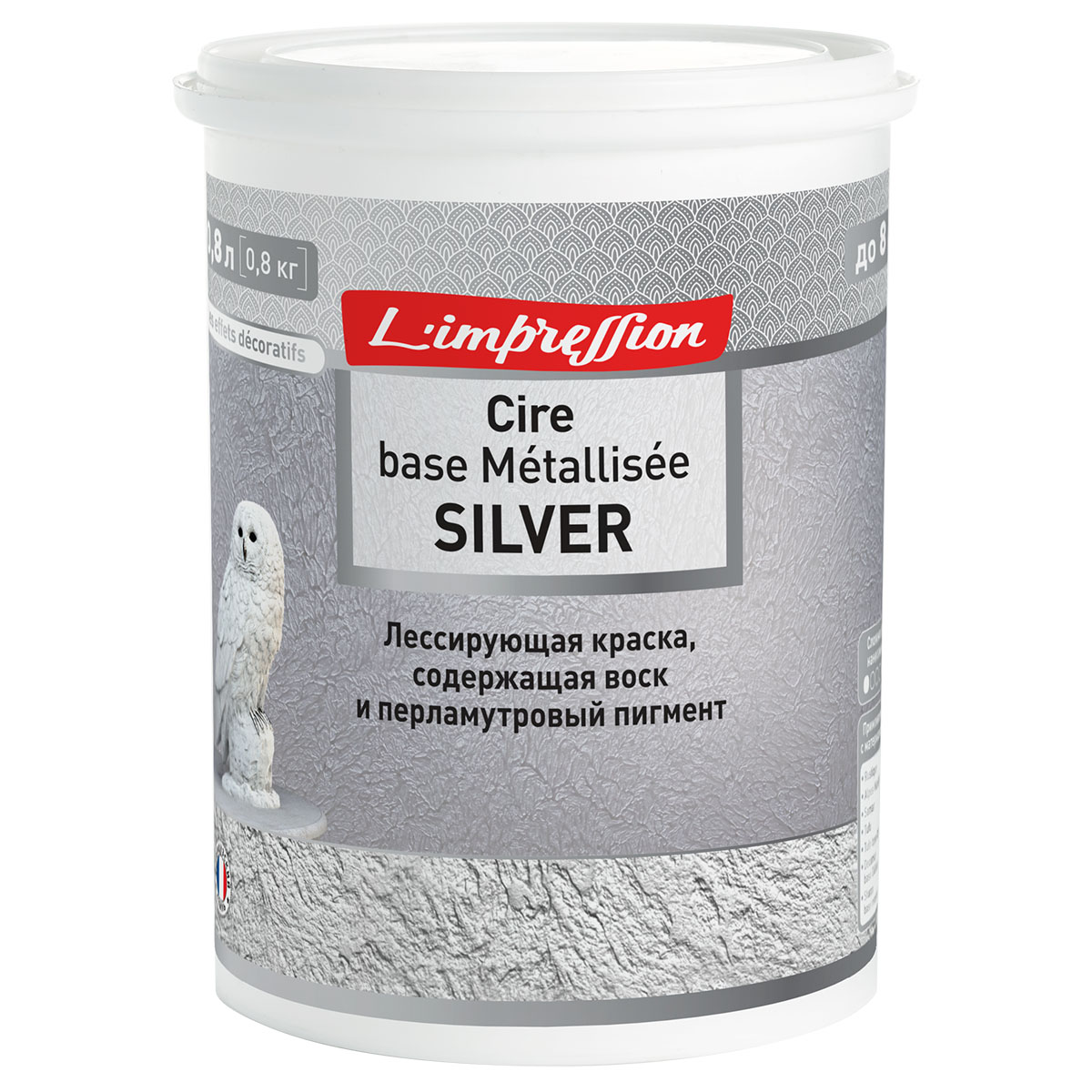 Limpression Cire base Metallisee Silver краска лессирующая для декоративных покрытий (0,8л)