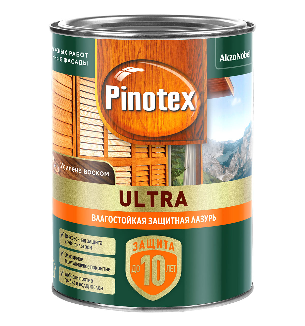 Лазурь влагостойкая PINOTEX ULTRA RU рябина 9 л