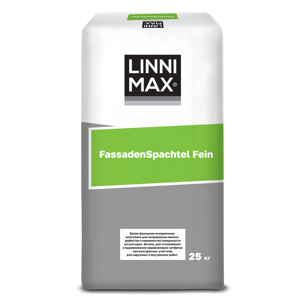 LINNIMAX (CAPAROL) FASSADENSPACHEL FEIN шпатлевка выравн гидрофоб цемент  для вн/нар, белый (25кг) — купить в Москве по низкой цене