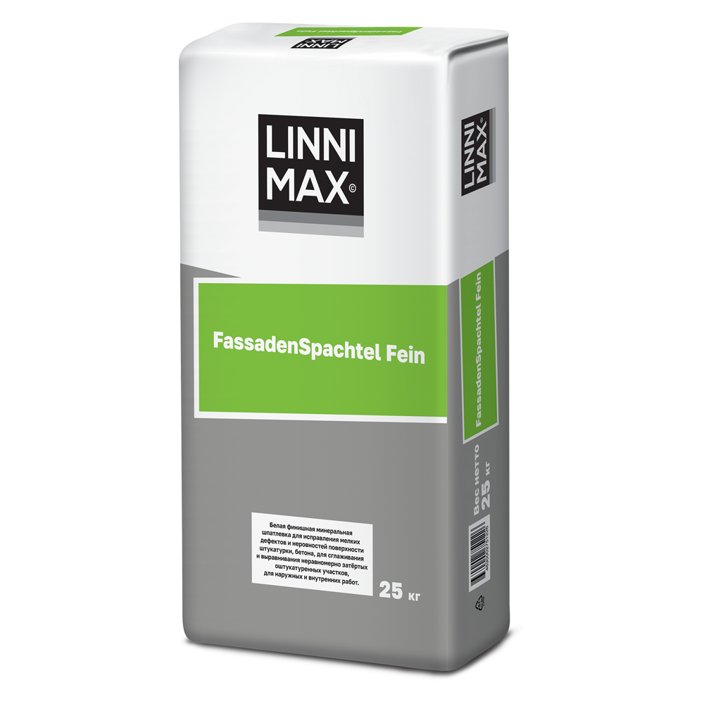 LINNIMAX (CAPAROL) FASSADENSPACHEL FEIN шпатлевка выравн гидрофоб цемент  для вн/нар, белый (25кг) — купить в Москве по низкой цене