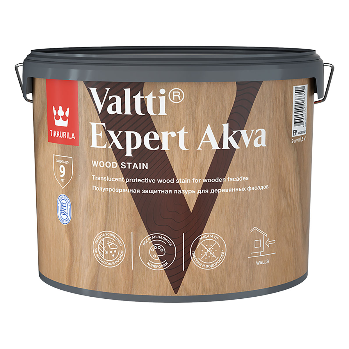 TIKKURILA VALTTI EXPERT AKVA лазурь высокоэффективная, защитная,  полуматовая, тик (9л) — купить в Москве по низкой цене