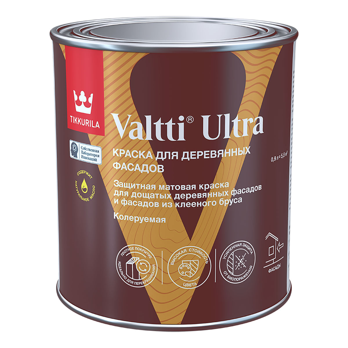 Краска для деревянных фасадов Tikkurila Valtti Ultra, матовая, база А, белая, 9 л