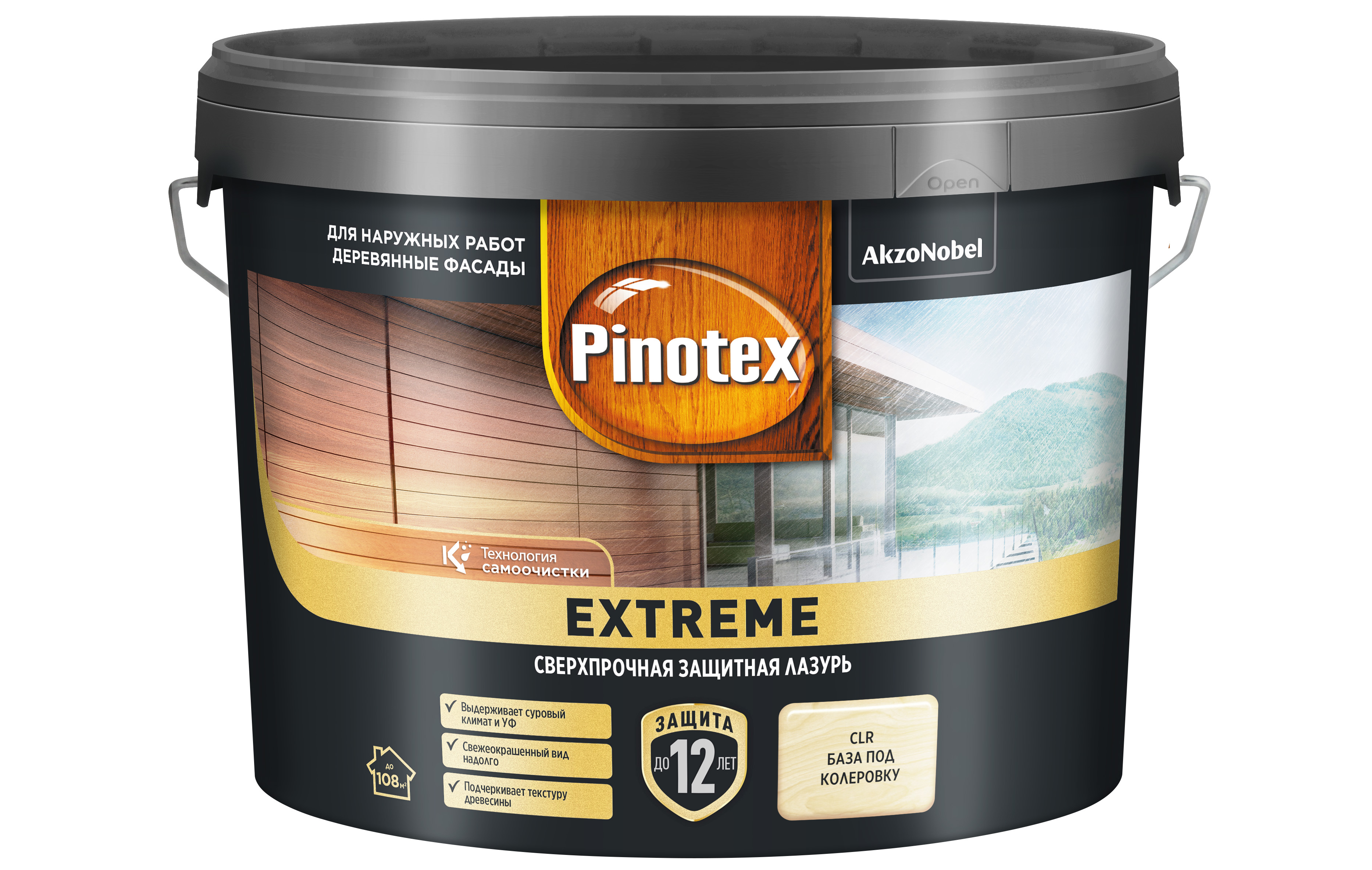 PINOTEX EXTREME лазурь для дерева сверхпрочная на гибридной основе, белый  (9л) — купить в Москве по низкой цене