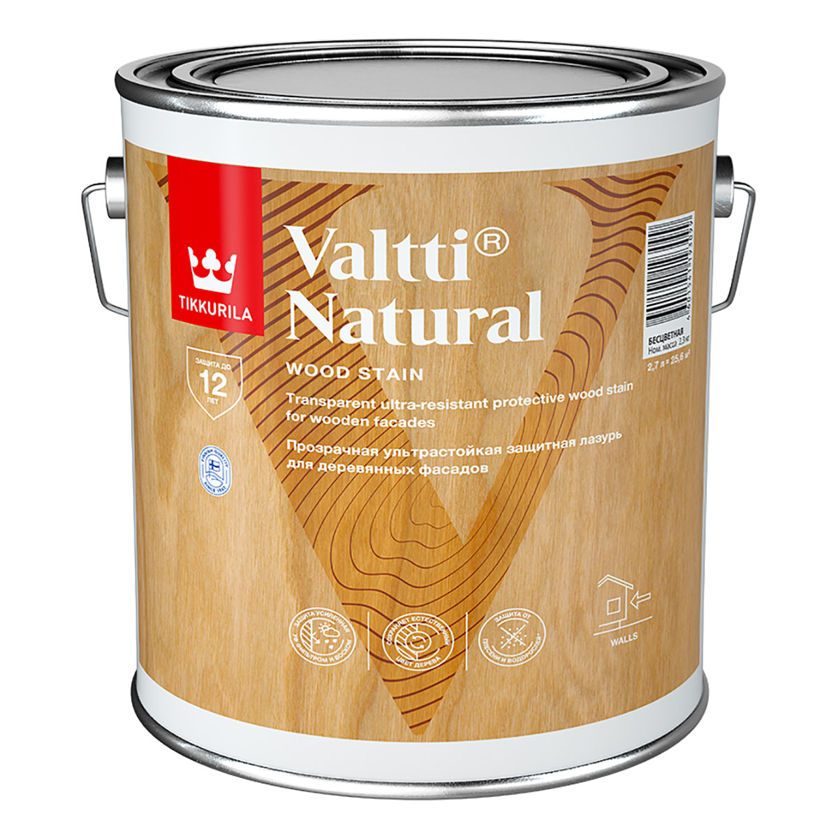 TIKKURILA VALTTI NATURAL лазурь ультрастойкая, с прозрачным покрытием,  полуглянцевая (2,7л) — купить в Москве по низкой цене