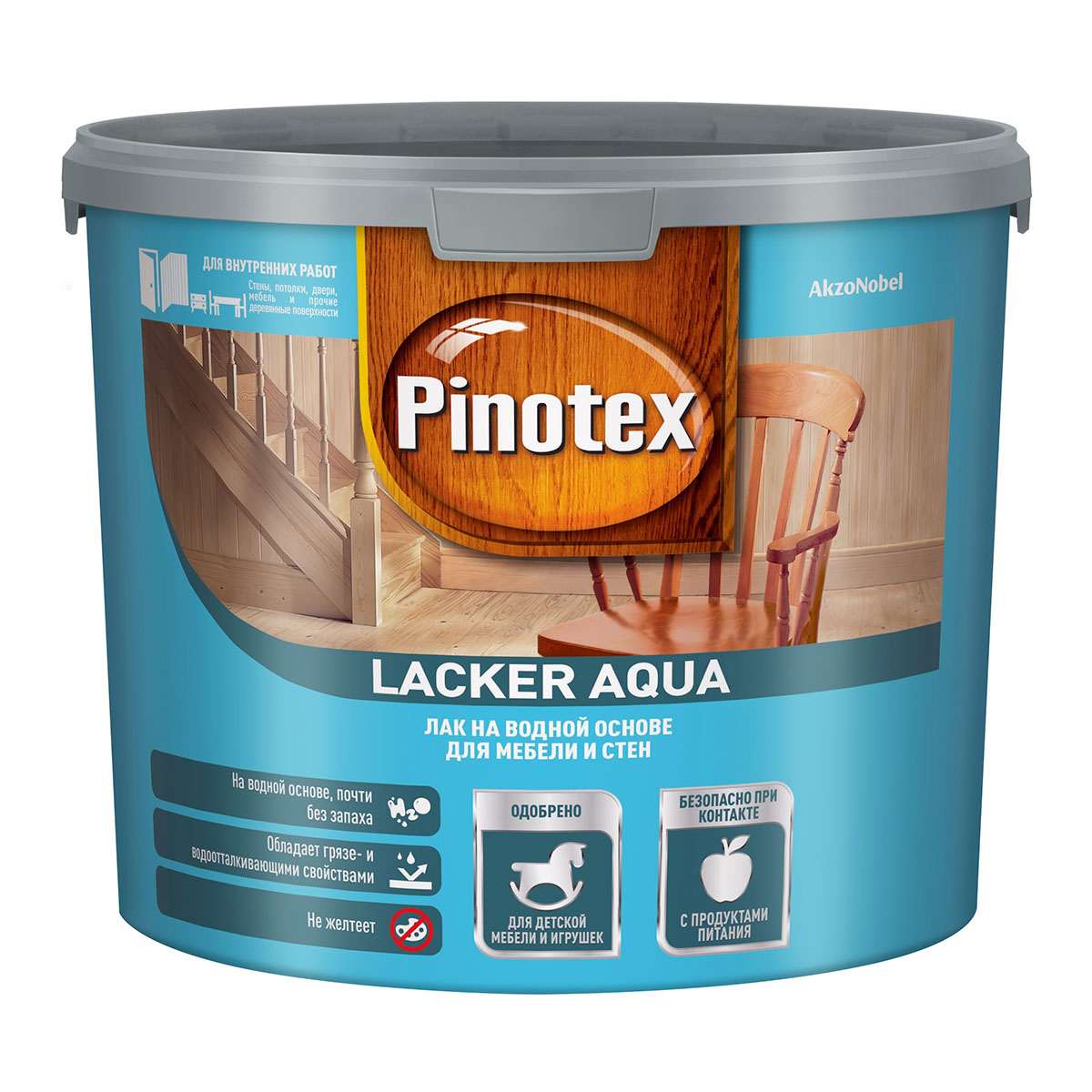 PINOTEX LACKER AQUA 70 лак на водной основе для мебели и стен, глянцевый (1л)