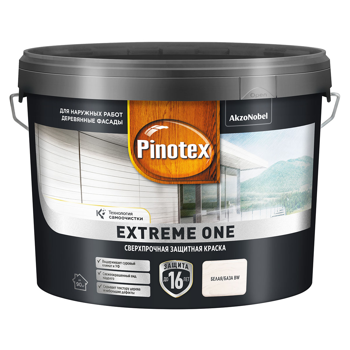 Краска фасадная по дереву Pinotex Extreme One база BW белая 0,9 л