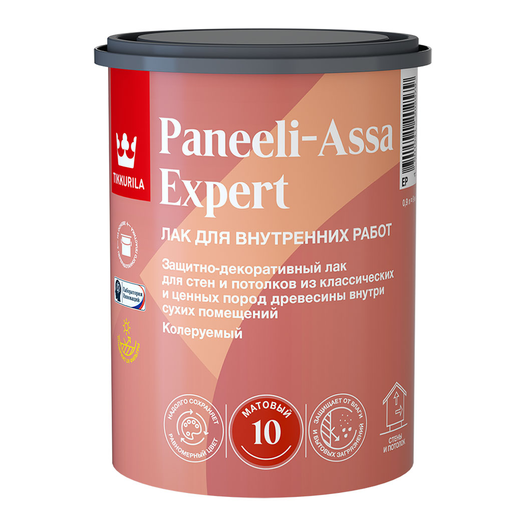 Tikkurila Paneeli Assa Expert EP лак для стен и потолков, акриловый,  матовый (9л) — купить в Москве по низкой цене