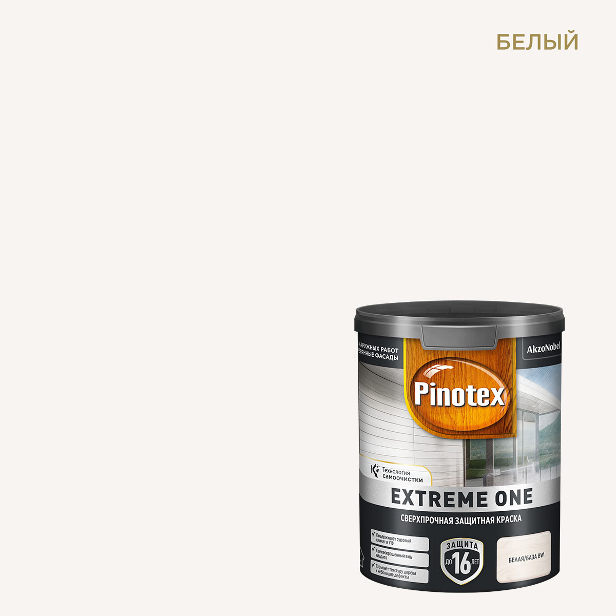 Краска фасадная по дереву Pinotex Extreme One база BW белая 0,9 л