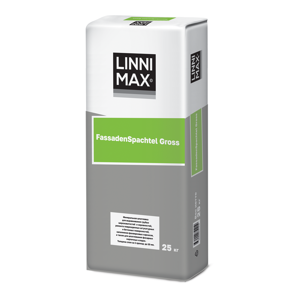 LINNIMAX (CAPAROL) FASSADENSPACHEL GROSS шпатлевка выравн. цементная для  вн/нар, бежевый (25кг) — купить в Москве по низкой цене